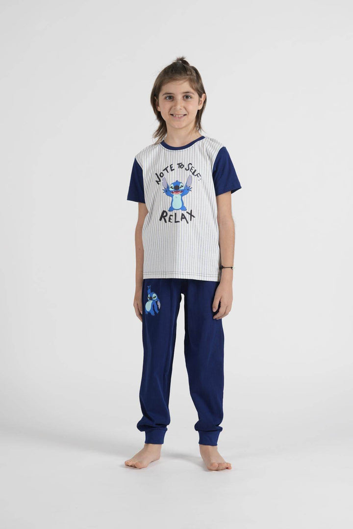 Pigiama Bimbo Mezza Manica Pantalone Lungo Disegno Stitch - - DISNEY/MARVEL