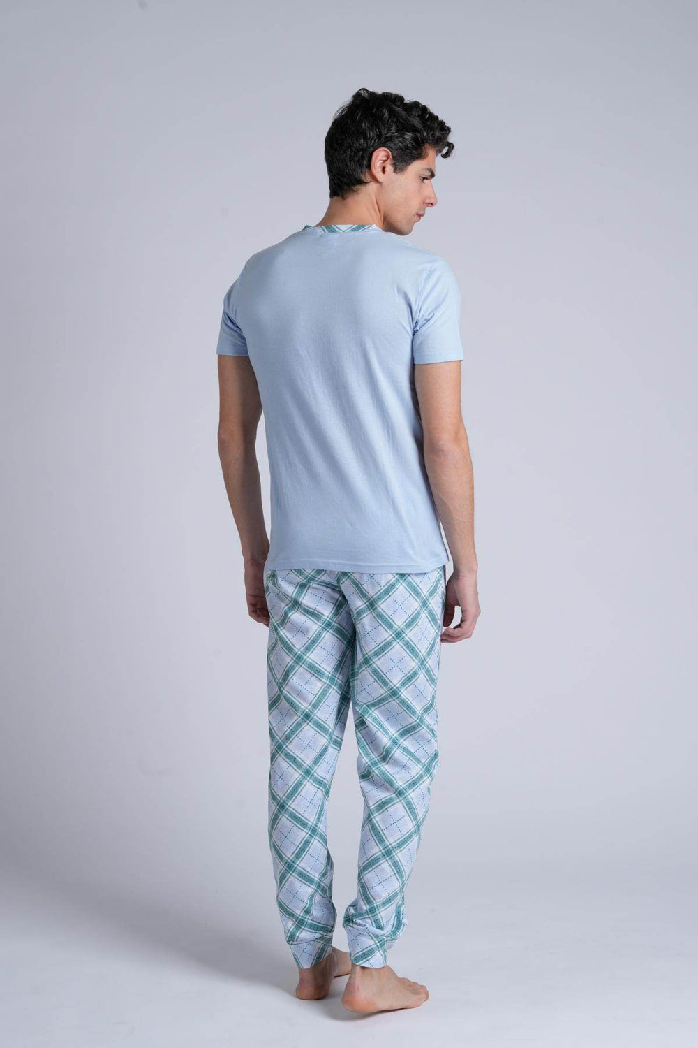 Pigiama Uomo Serafino Mezza Manica Pantalone Lungo - - LOV IT