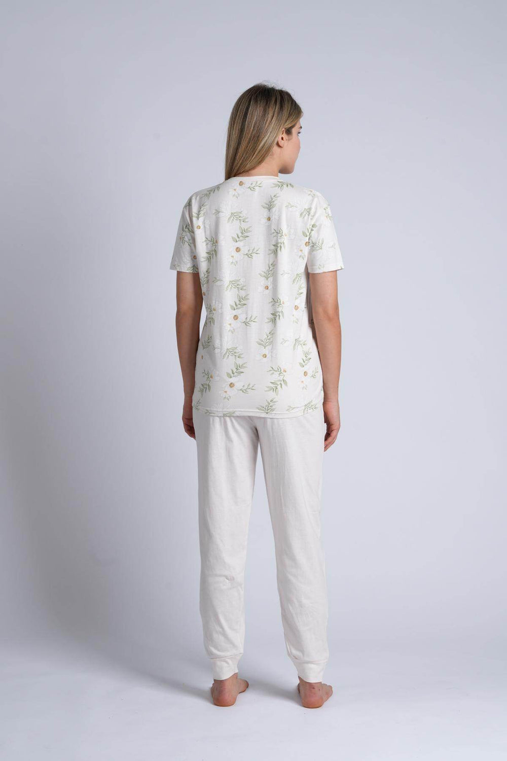 Pigiama Donna Serafino Mezza Manica Pantalone Lungo - - KIWEAR