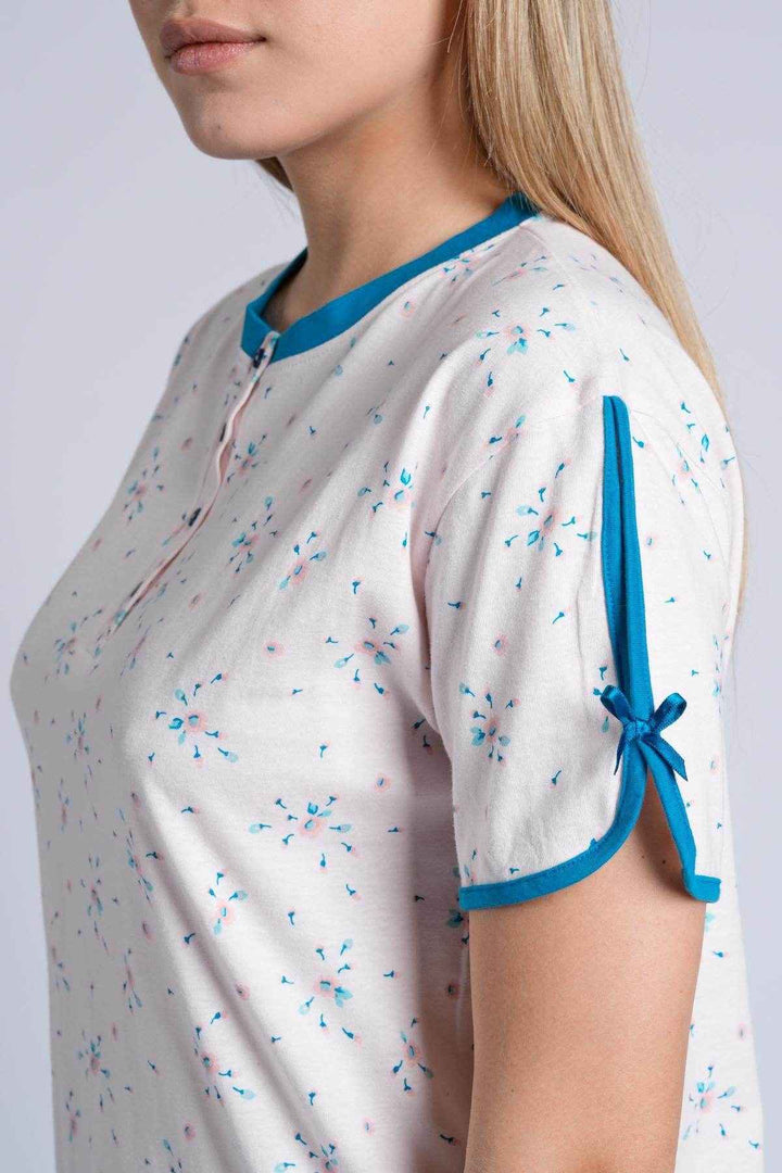 Pigiama Donna Serafino Mezza Manica Pantalone Lungo - - KIWEAR