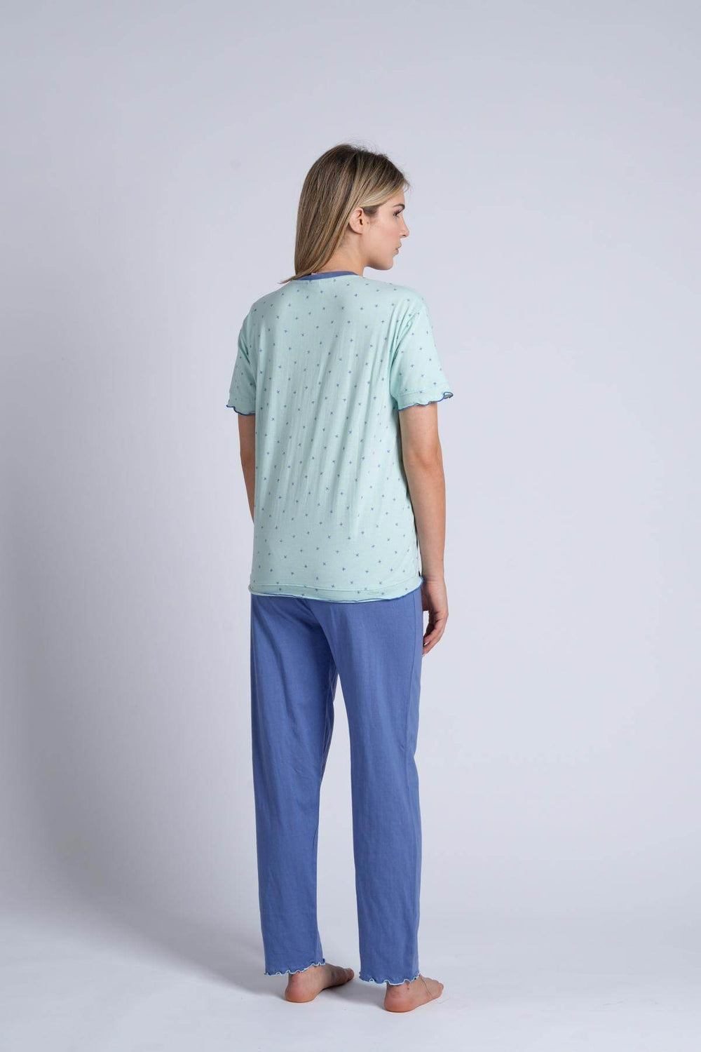 Pigiama Donna Mezza Manica Pantalone Lungo - Aperto Calibrato - - KIWEAR