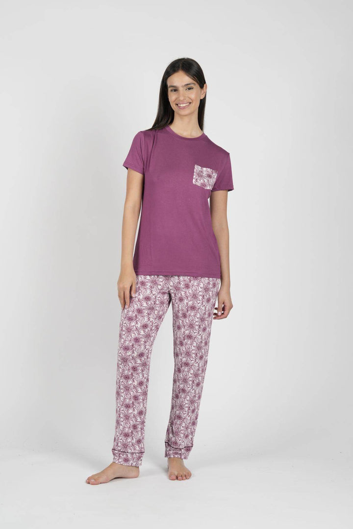 Pigiama Donna Viscosa Mezza Manica Pantalone Lungo - - LOV IT