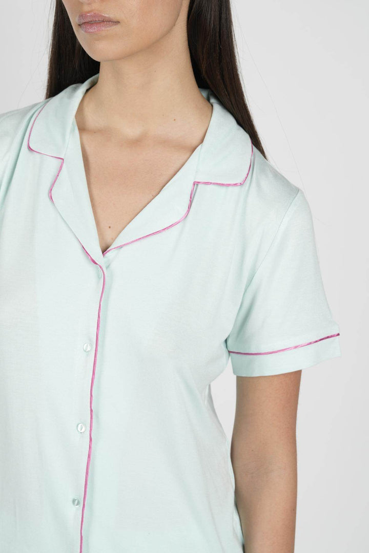 Pigiama Donna Viscosa Mezza Manica Pantalone Corto Aperto - - LOV IT