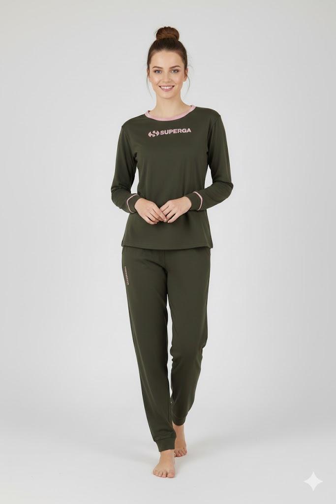 Pigiama Donna Manica Lunga Pantalone Lungo Tessuto Morbido Garzato