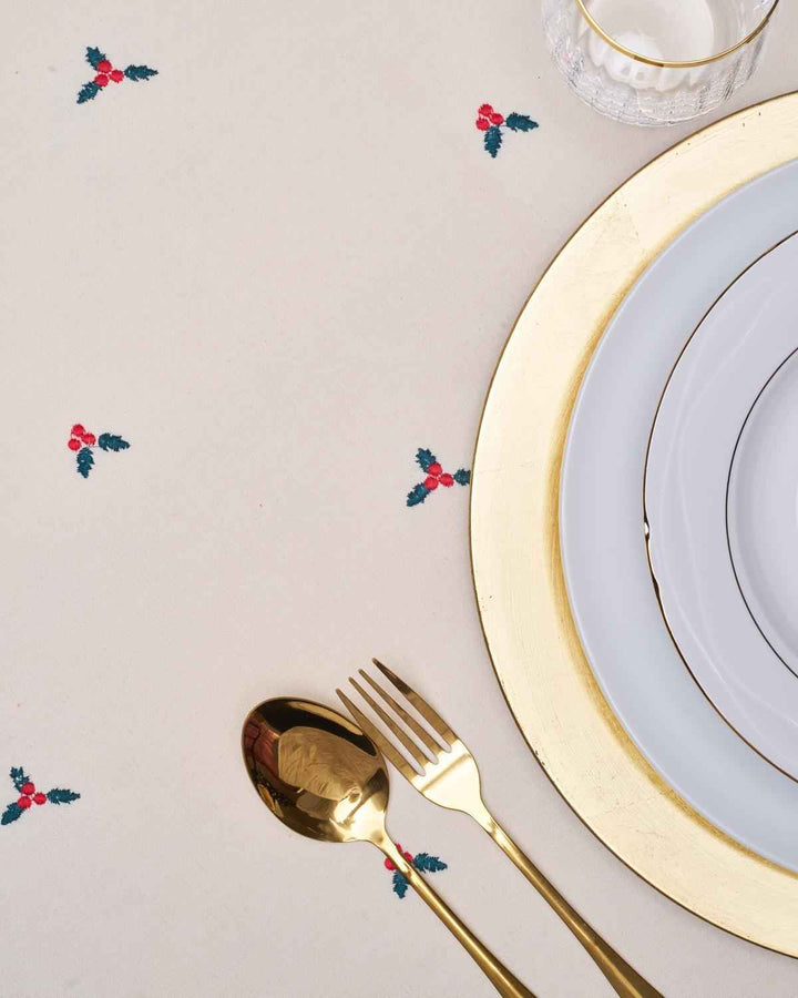 Tovaglia Kisenè Natale Disegno Agrifoglio 140x240