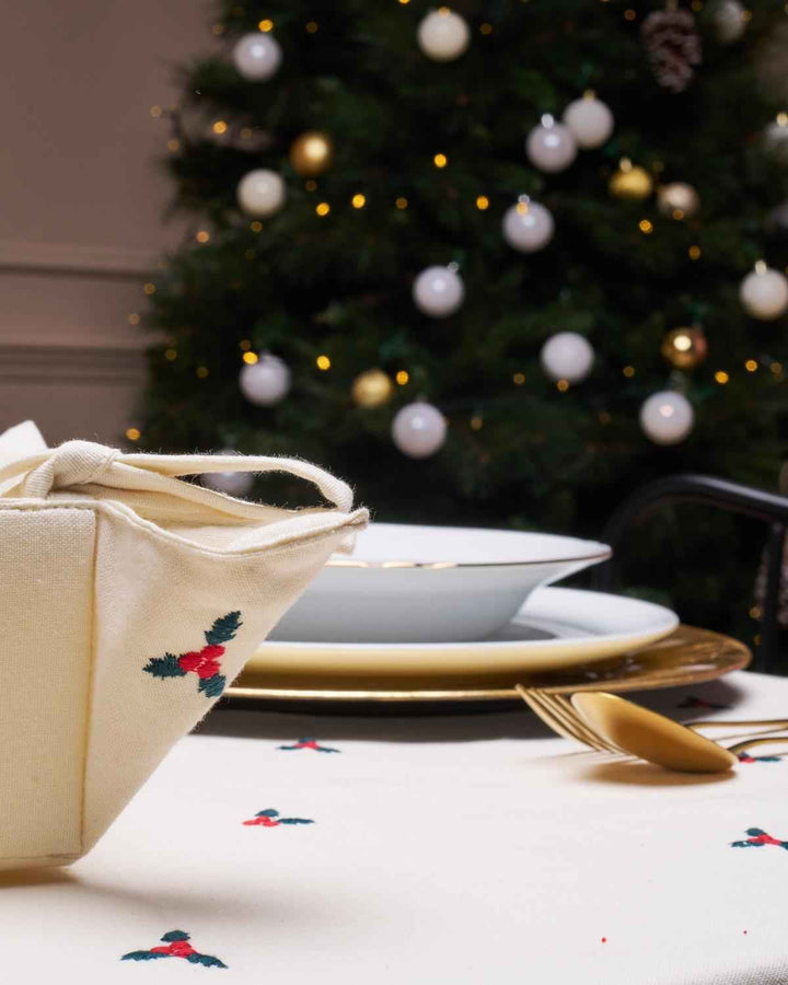 Tovaglia Kisenè Natale Disegno Agrifoglio 140x450