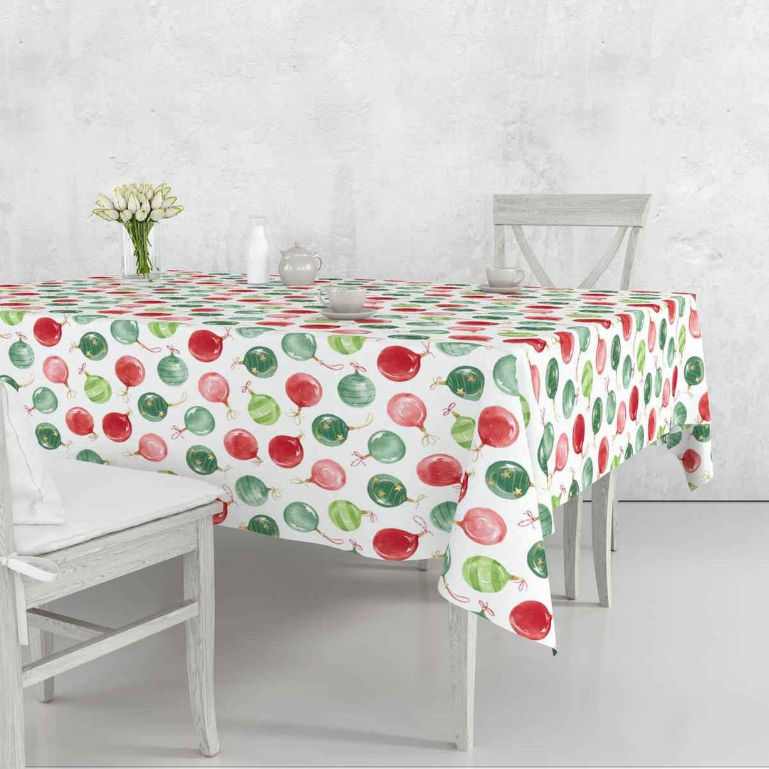 Tovaglia Natale Kisenè Antimacchia Boules De Noel 140x180
