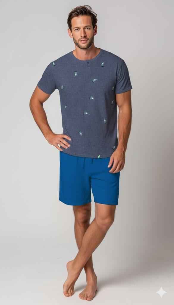 Pigiama Uomo Mezza Manica Pantalone Corto