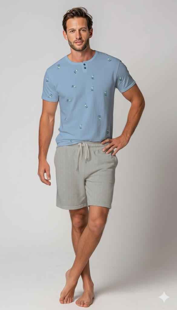 Pigiama Uomo Mezza Manica Pantalone Corto