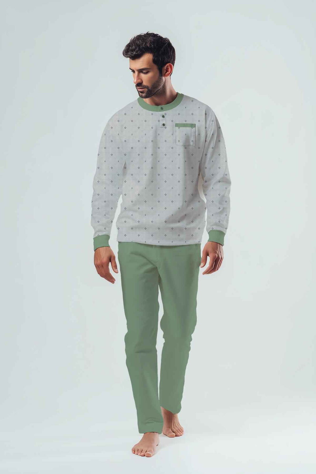 Pigiama Uomo Manica Lunga e Pantalone Lungo in Jersey Kiwear
