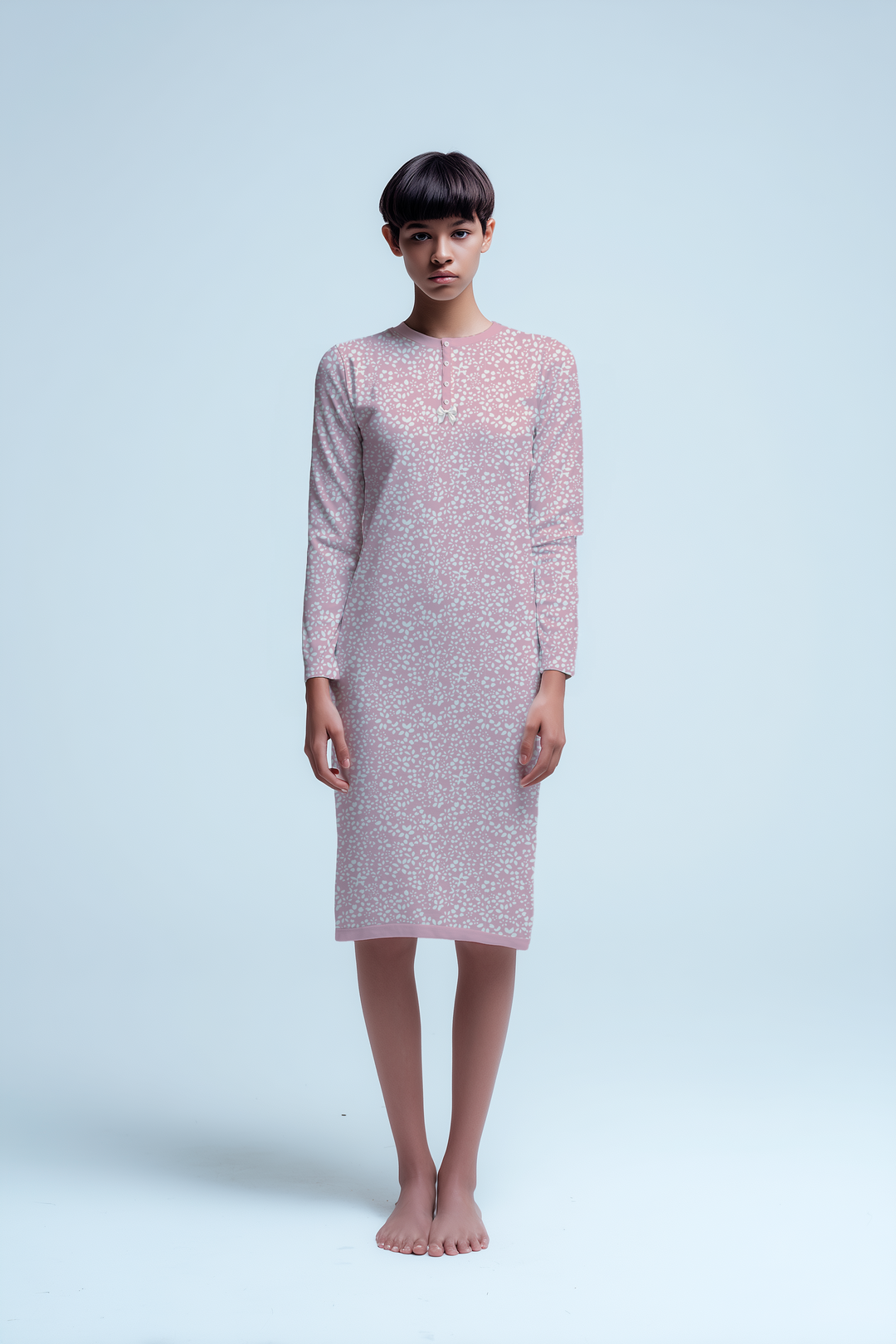KIWEAR Camicia da notte Jersey Manica Lunga Donna - Vestibilità Lunga