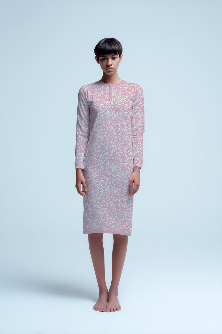 KIWEAR Camicia da notte Jersey Manica Lunga Donna - Vestibilità Lunga