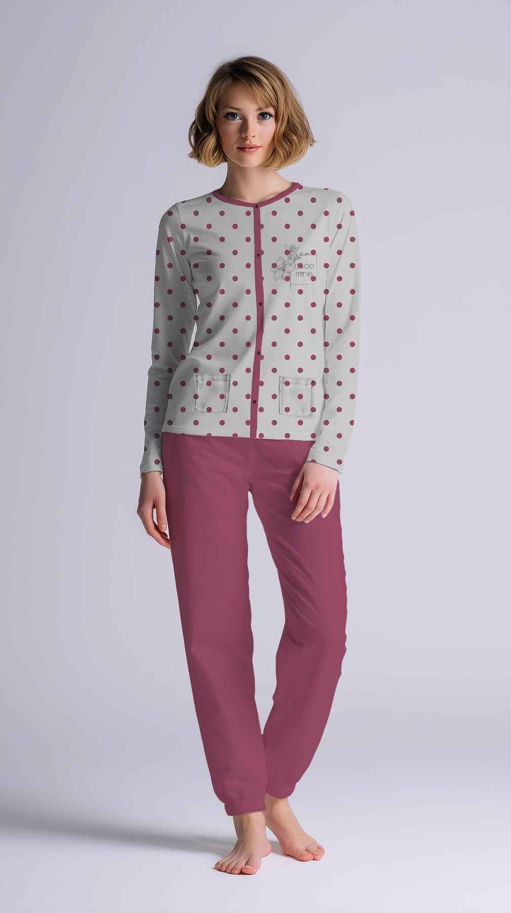Pigiama Donna Manica Lunga Pantalone Lungo Aperto