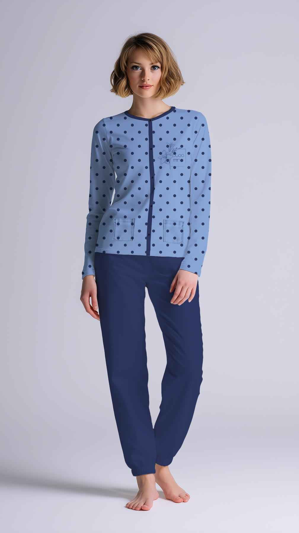 Pigiama Donna Manica Lunga Pantalone Lungo Aperto