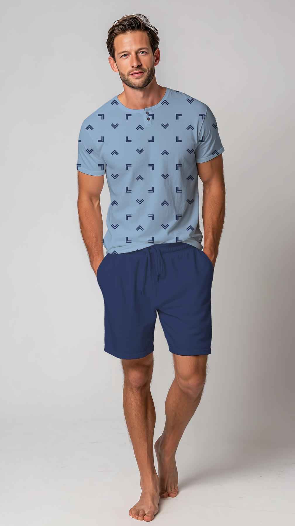 Pigiama Uomo Mezza Manica Pantalone Corto