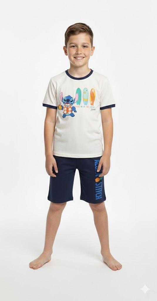 Pigiama Bimbo Mezza Manica Pantalone Corto Disegno Stitch