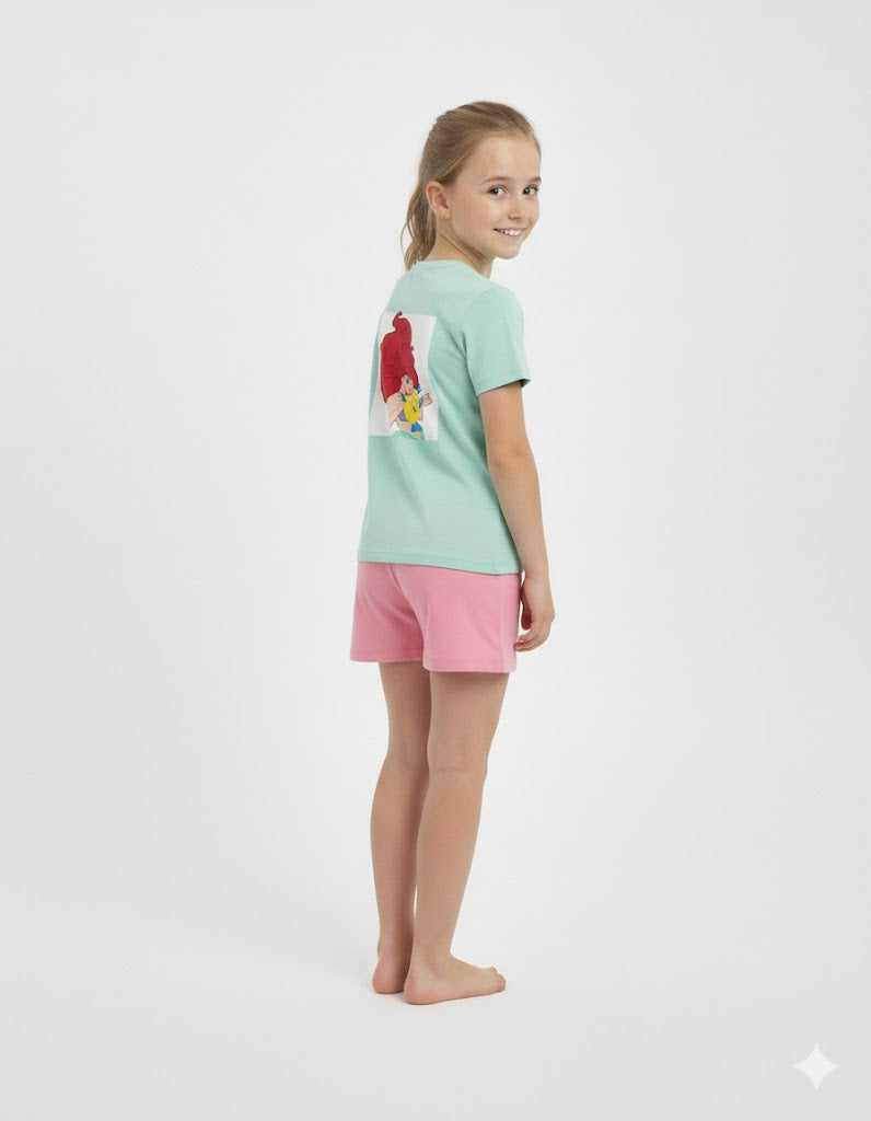 Pigiama Bimba Mezza Manica Pantalone Corto Disegno Ariel