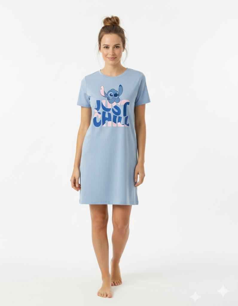 Maxi T-Shirt Donna Mezza Manica Jersey Disegno Stitch