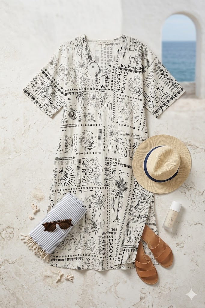 Abito Mare Lungo Ethnic Lov It per il Massimo Comfort in Tessuto Morbido