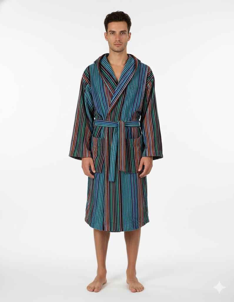 Kisené Accappatoio Velour Disegno Righe