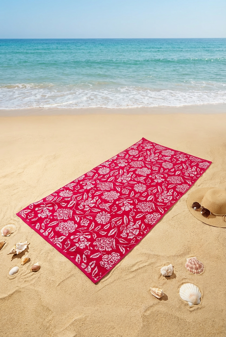 Telo Mare Velour Jacquard Lov It 90x170 cm - Indian Flower..
