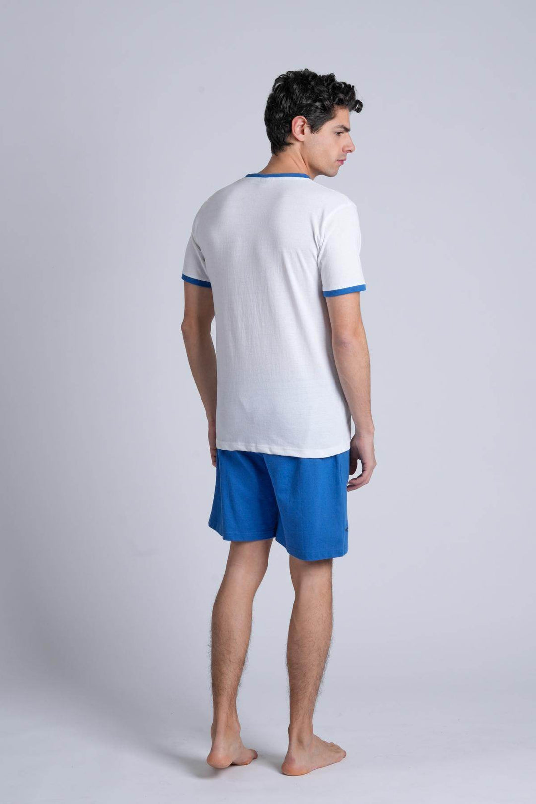 Pigiama Uomo Mezza Manica Jersey Pantalone Corto Felpa Non Garzata - - SUPERGA