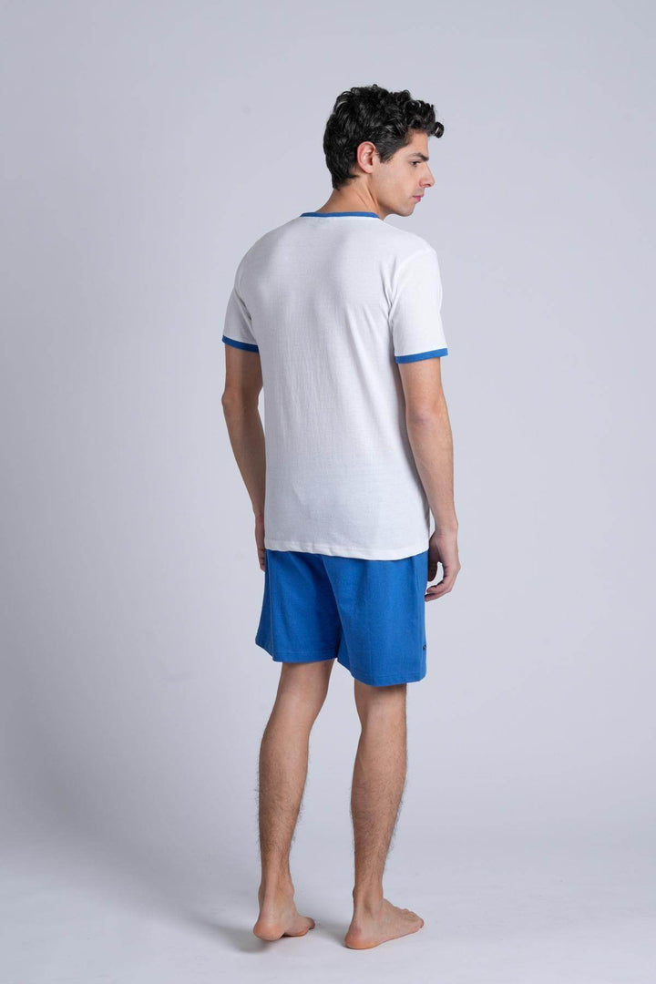 Pigiama Uomo Mezza Manica Jersey Pantalone Corto Felpa Non Garzata - - SUPERGA