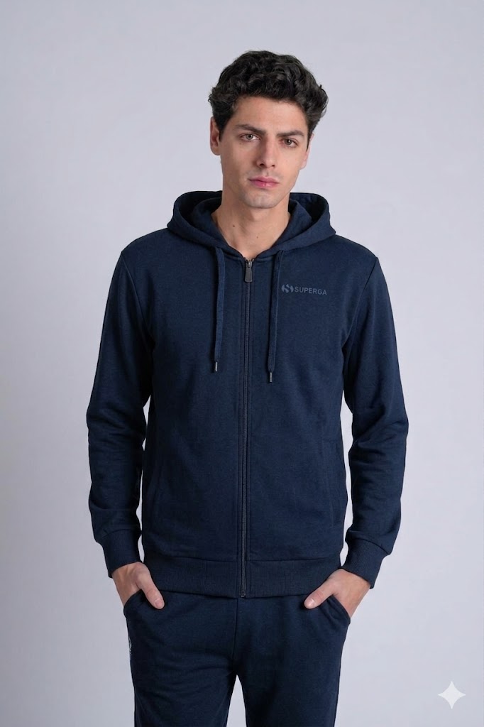 Top Uomo In Felpa Non Garzata Full Zip - Cappuccio - SUPERGA