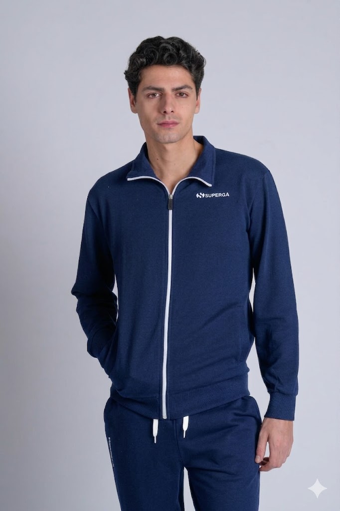 Felpa Uomo Superga non garzata con full zip per il Massimo Comfort