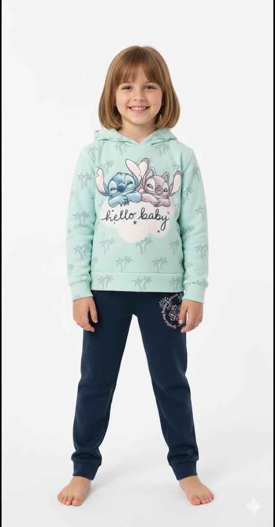 Pigiama in Felpa con Cappuccio Bimba Disney Stitch