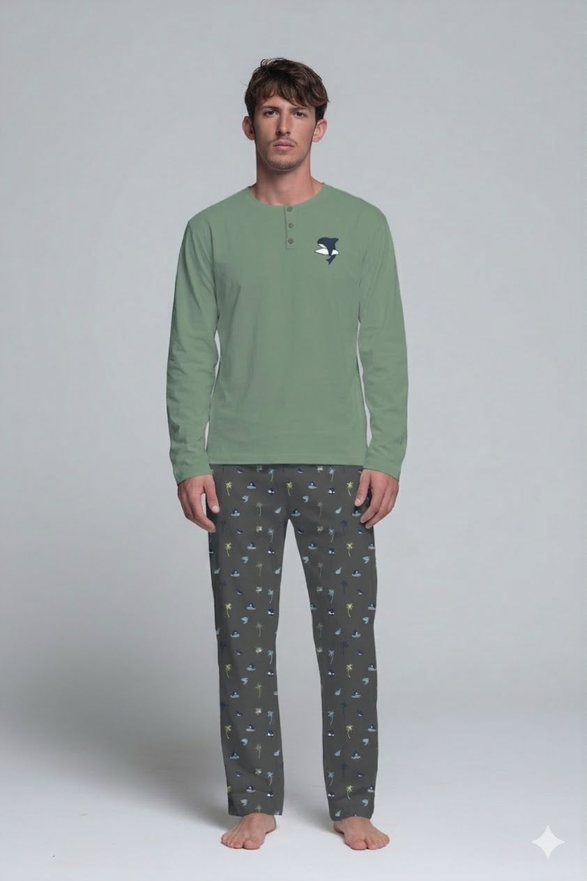 Pigiama Uomo Cippi Manica Lunga in Cotone