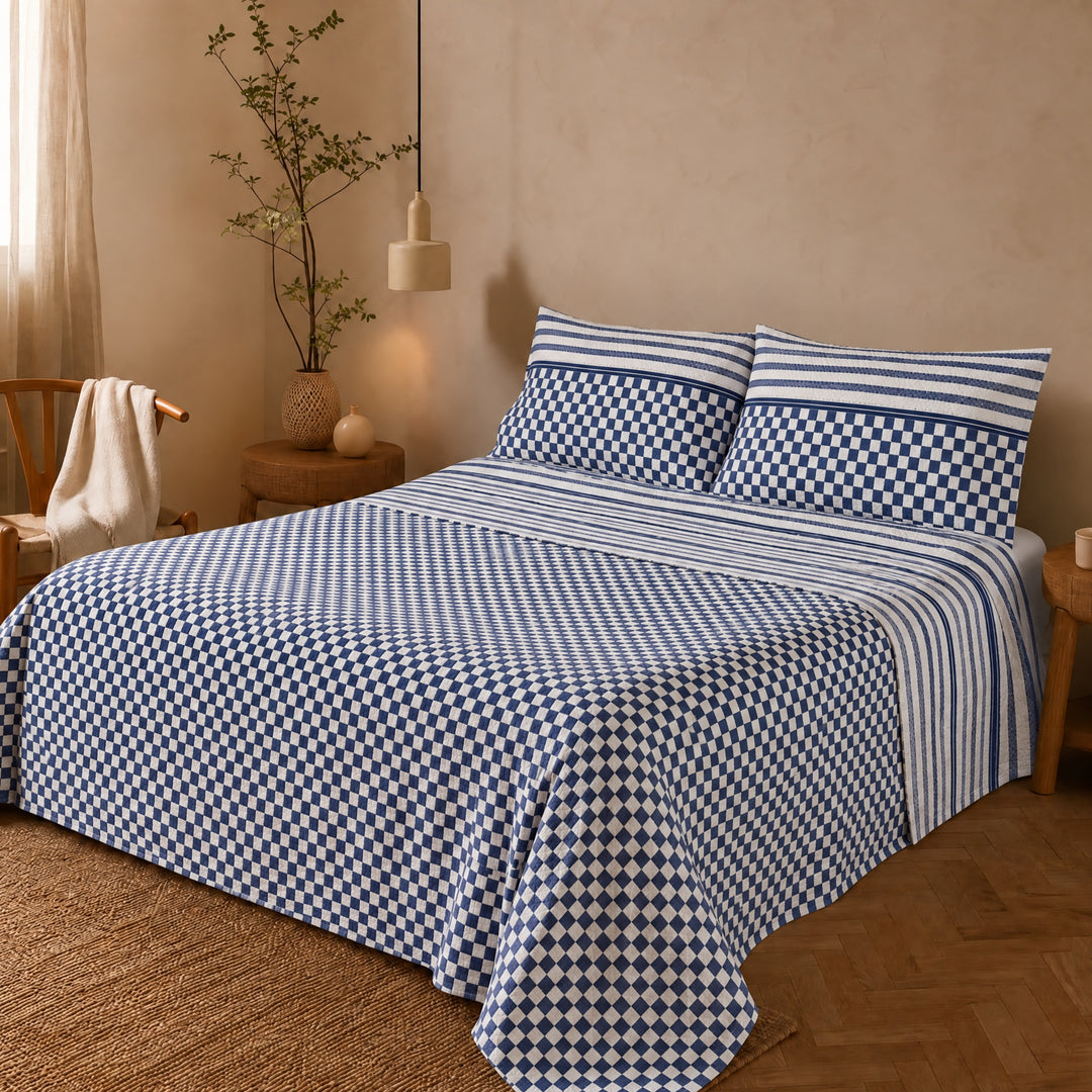 Completo Letto Flanella Kisené Scacchi - Morbidezza Avvolgente